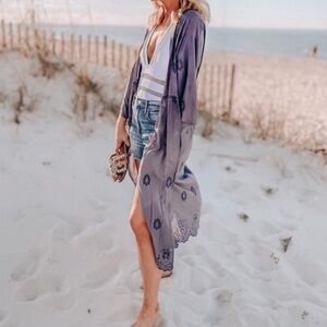 Purple/Blue Maxi Eyelet Kimono (sz S/M)